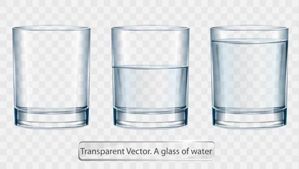 Foto op Aluminium Transparent vector glass of water on light background © JL-art