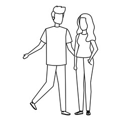 young couple lovers avatars characters