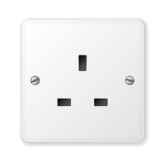 Realistic vector white socket. Electrical outlet in the UK