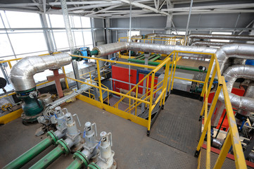 Part of the production hall of the biggest in Ukraine boiler-house using biofuel - wood chip:...