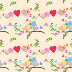 Cute bird with heart shape pattern