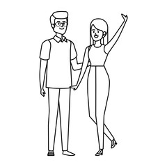 business couple avatars characters vector illustration