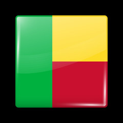 Flag of Benin. Glossy Icon Square Shape. Vector