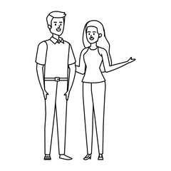 business couple avatars characters vector illustration