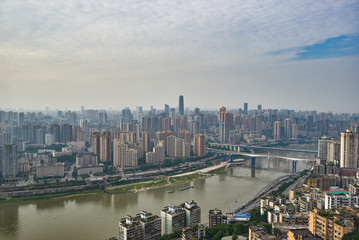Cityscape along the Yangtze River in Jialing River, Chongqing, China