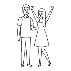 business couple avatars characters vector illustration