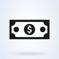 dollar banknote flat style. Vector illustration icon isolated on white background.