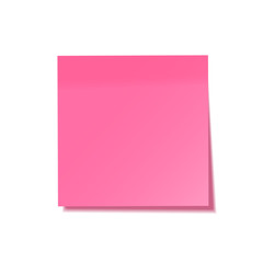 Realistic sticky note with shadow. Pink paper. Message on notepaper. Reminder. Vector illustration.