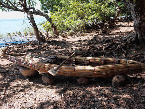 Fishing boat from reed, on Lake Tana in Ethiopia