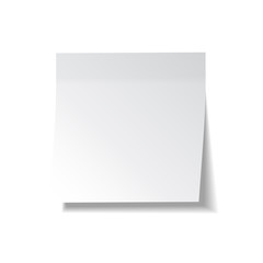 Realistic sticky note. White paper. Message on notepaper. Reminder. Eps10 vector.