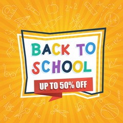 Back to school sale colorful banner template