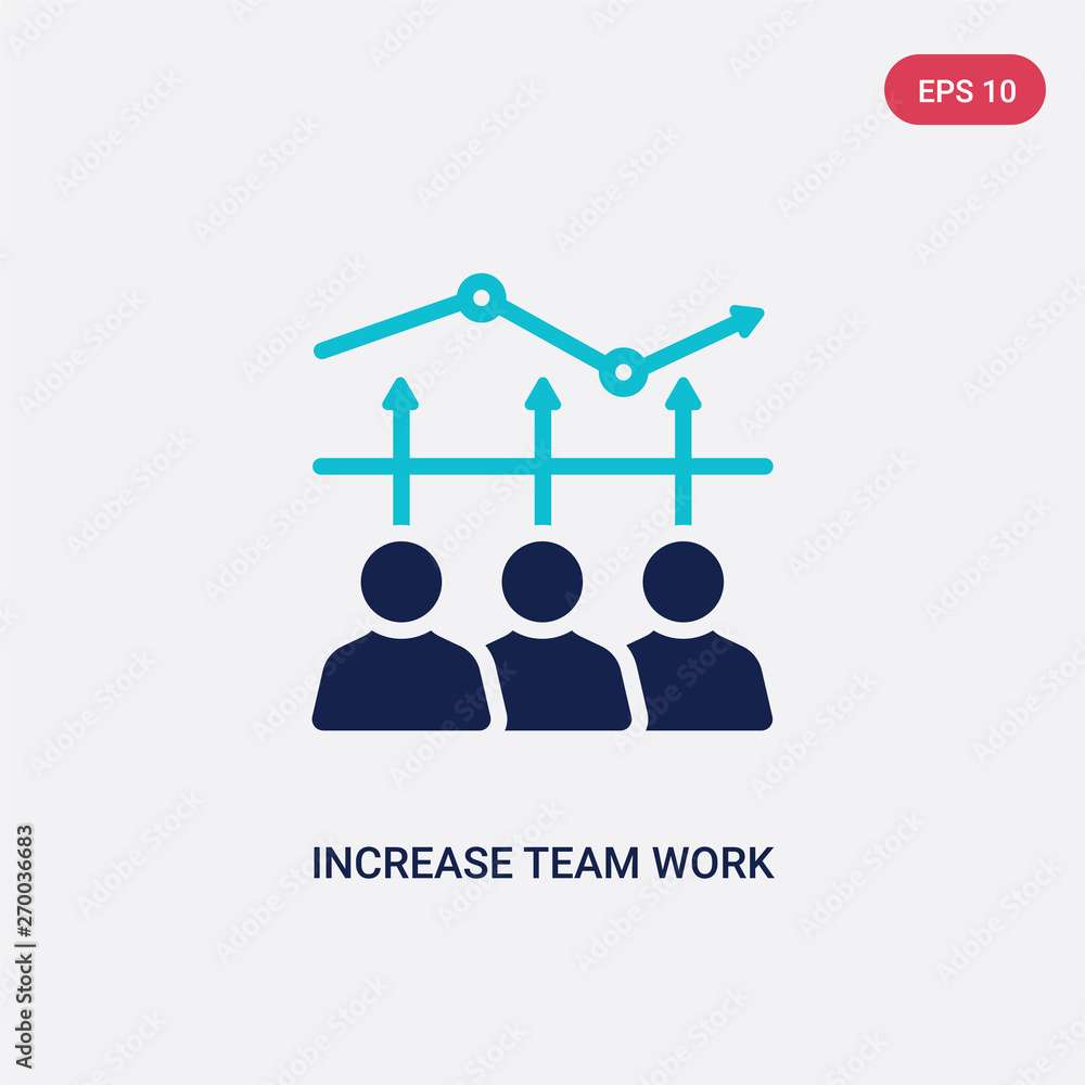 Poster two color increase team work vector icon from business concept. isolated blue increase team work vec