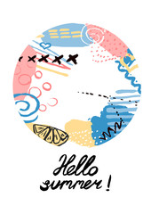 Hello summer greeting color poster