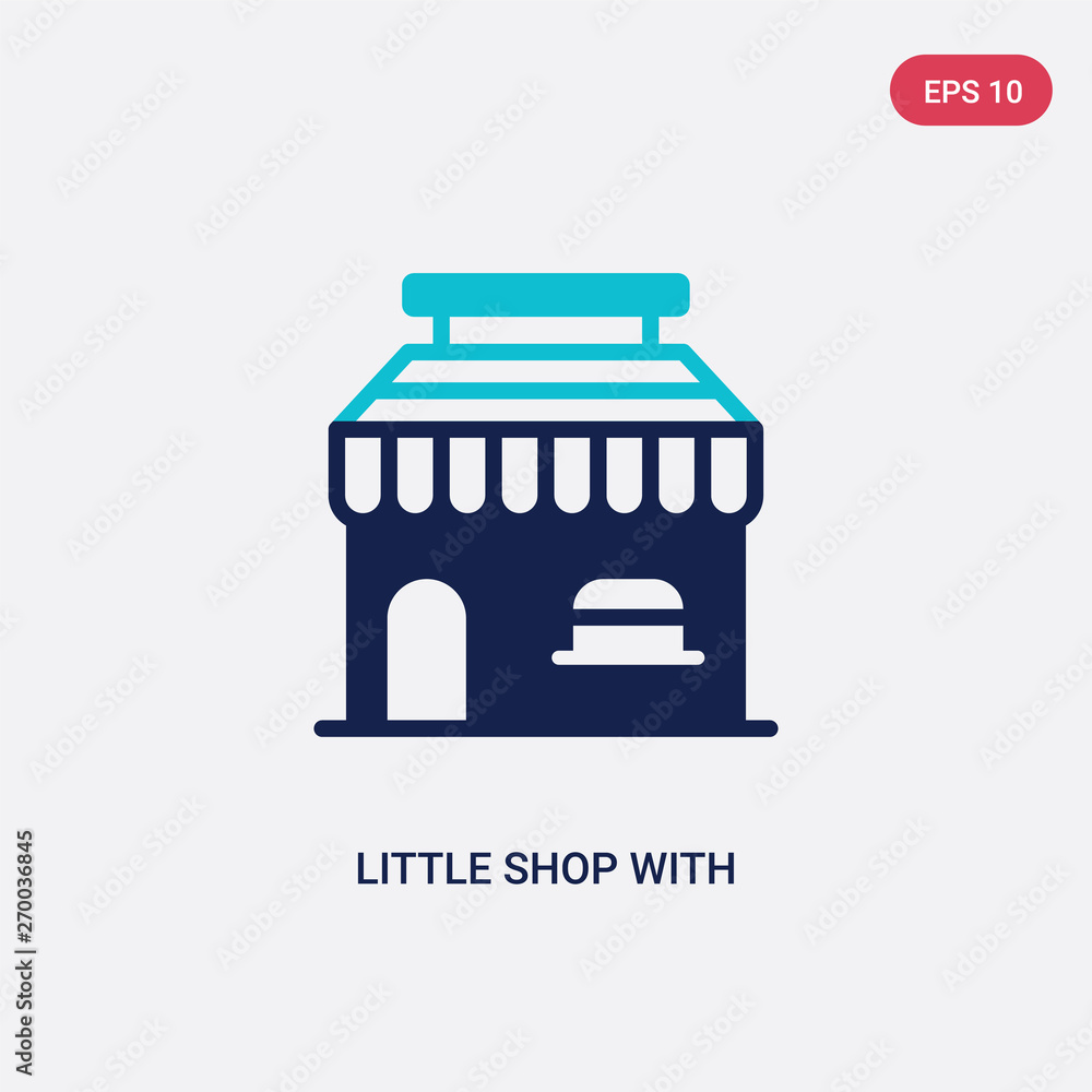 Poster two color little shop with awning vector icon from business concept. isolated blue little shop with 