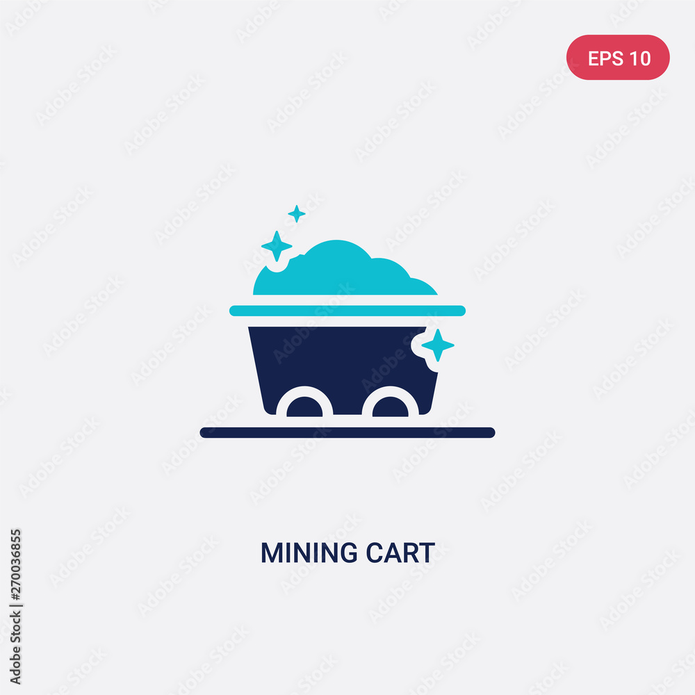 Poster two color mining cart vector icon from business concept. isolated blue mining cart vector sign symbo