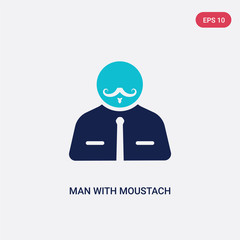 two color man with moustach vector icon from business concept. isolated blue man with moustach vector sign symbol can be use for web, mobile and logo. eps 10