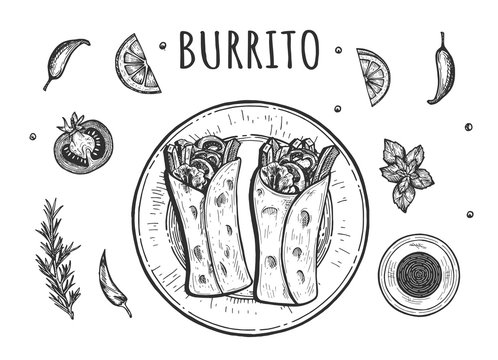 Authentic mexican food burito set