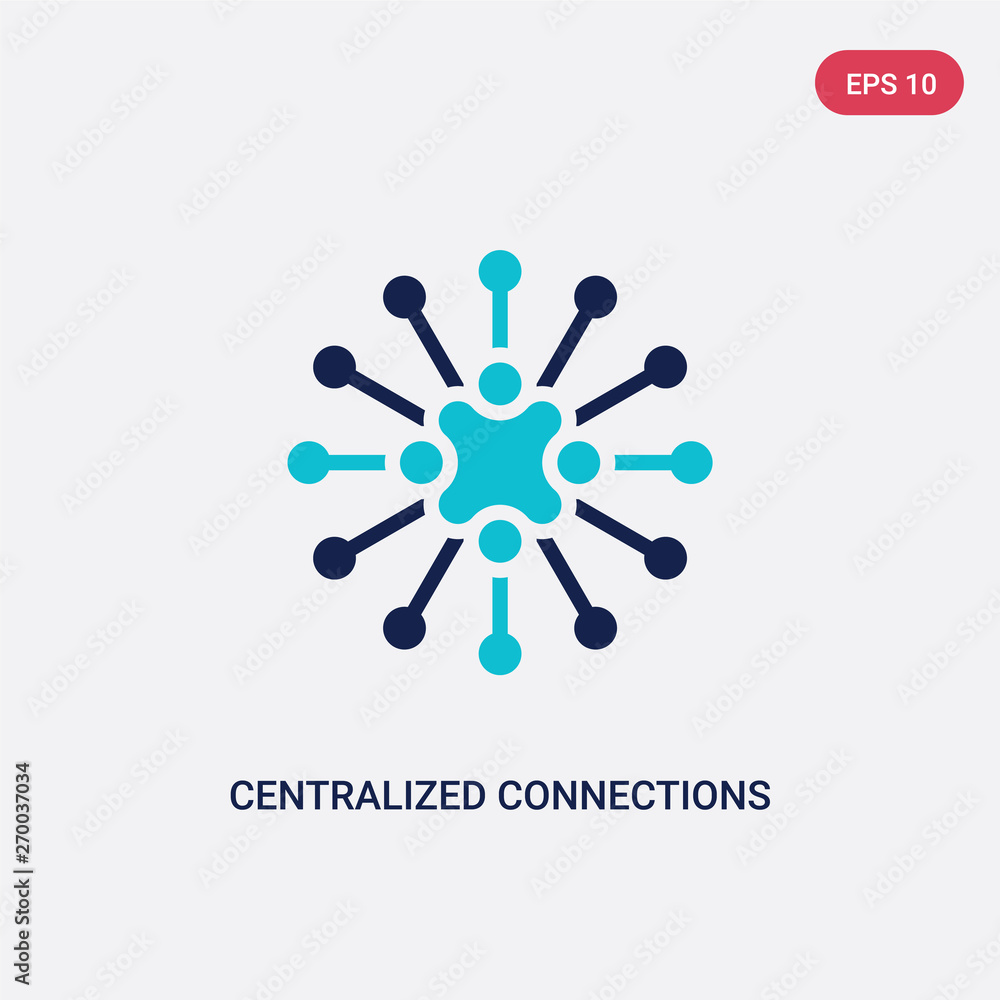 Poster two color centralized connections vector icon from business concept. isolated blue centralized conne