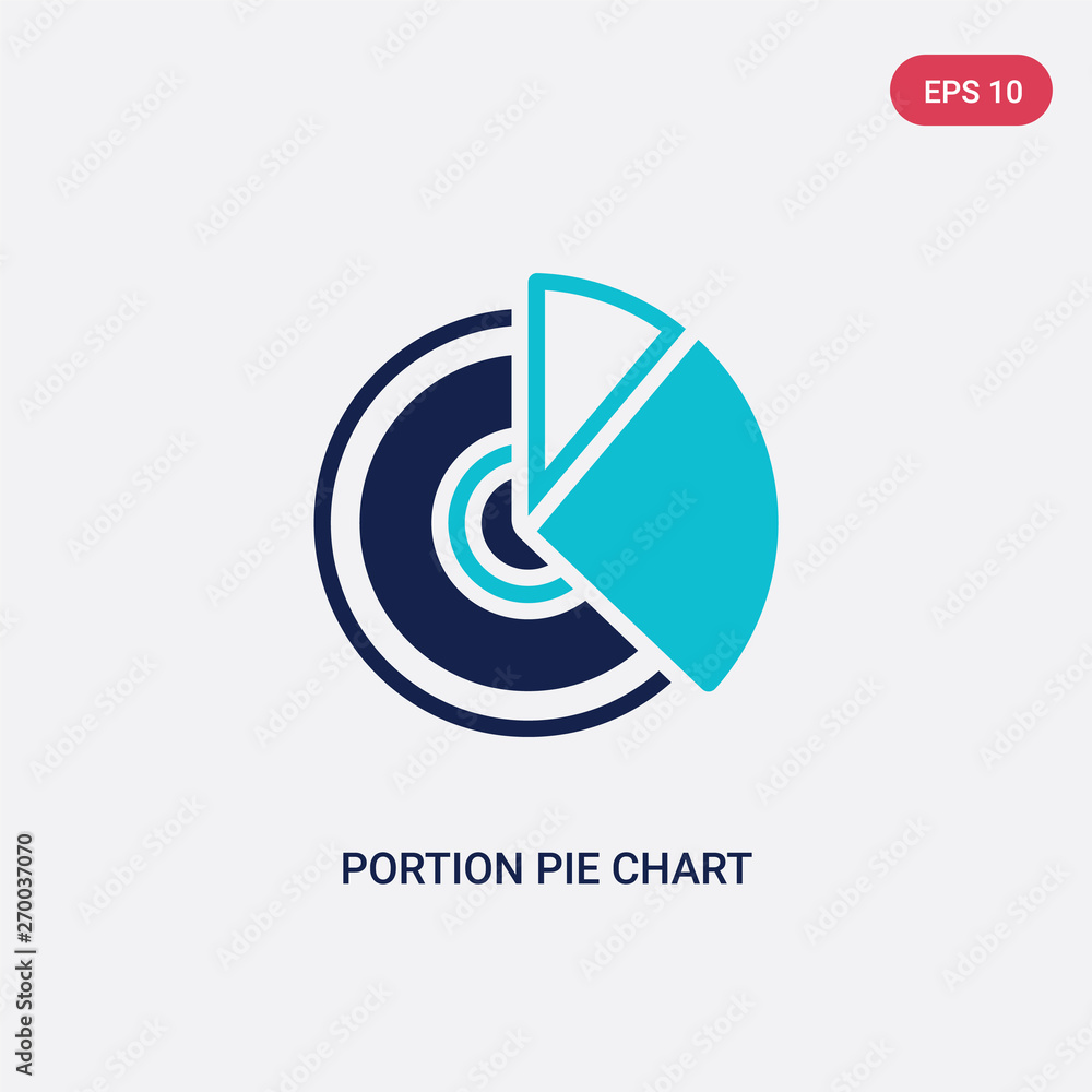 Poster two color portion pie chart vector icon from business concept. isolated blue portion pie chart vecto