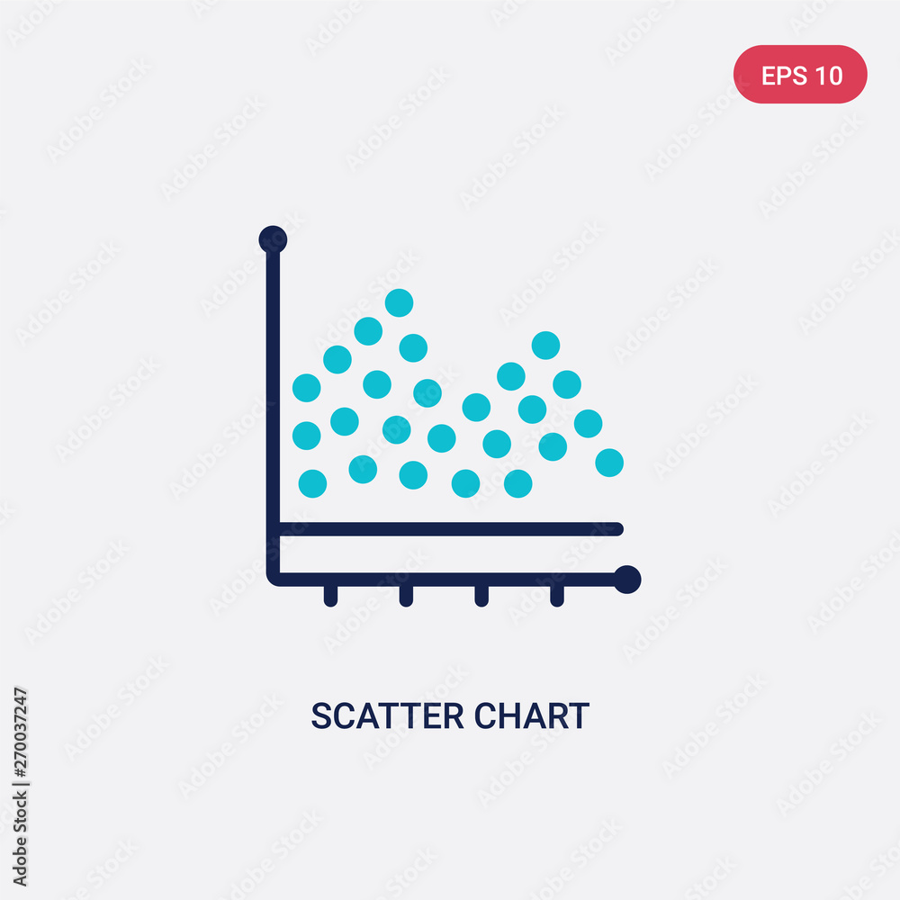 Poster two color scatter chart vector icon from business concept. isolated blue scatter chart vector sign s
