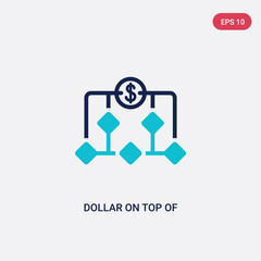 two color dollar on top of financial hierarchy vector icon from business concept. isolated blue dollar on top of financial hierarchy vector sign symbol can be use for web, mobile and logo. eps 10