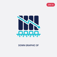 two color down graphic of business stats vector icon from business concept. isolated blue down graphic of business stats vector sign symbol can be use for web, mobile and logo. eps 10