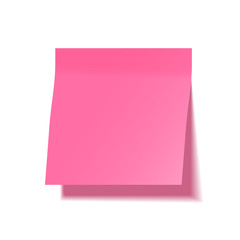 Realistic sticky note with shadow. Pink paper. Message on notepaper. Reminder. Vector illustration.