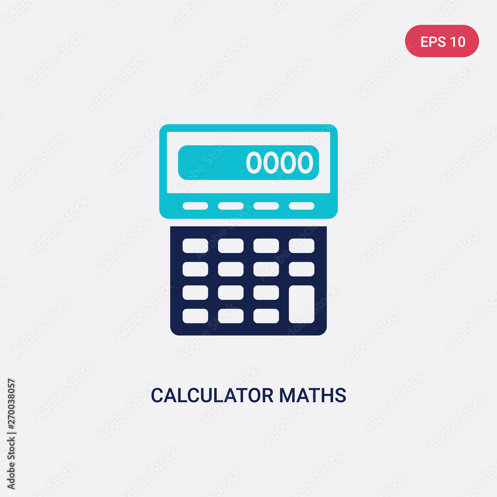 Poster two color calculator maths tool vector icon from business concept. isolated blue calculator maths to