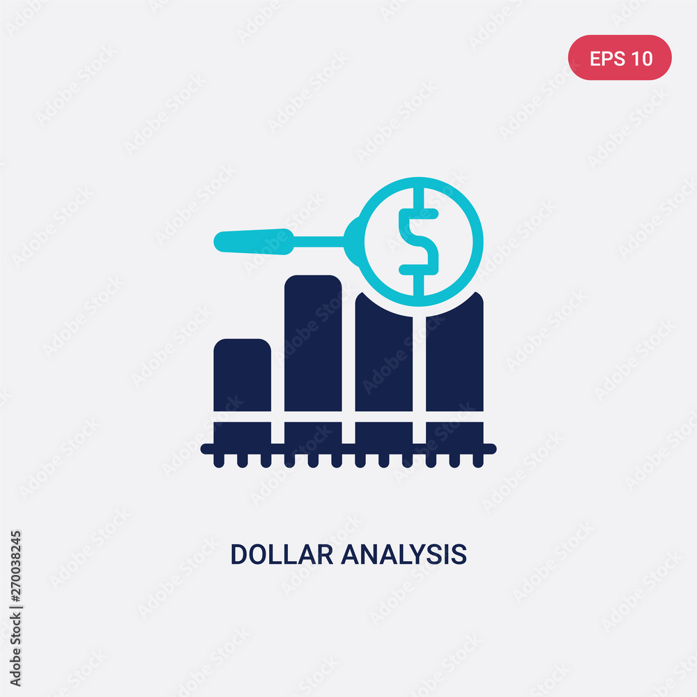 Poster two color dollar analysis bars chart vector icon from business concept. isolated blue dollar analysi