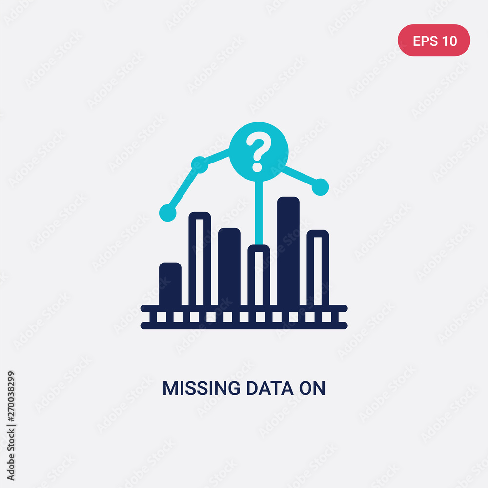 Poster two color missing data on analytics line graphic vector icon from business concept. isolated blue mi