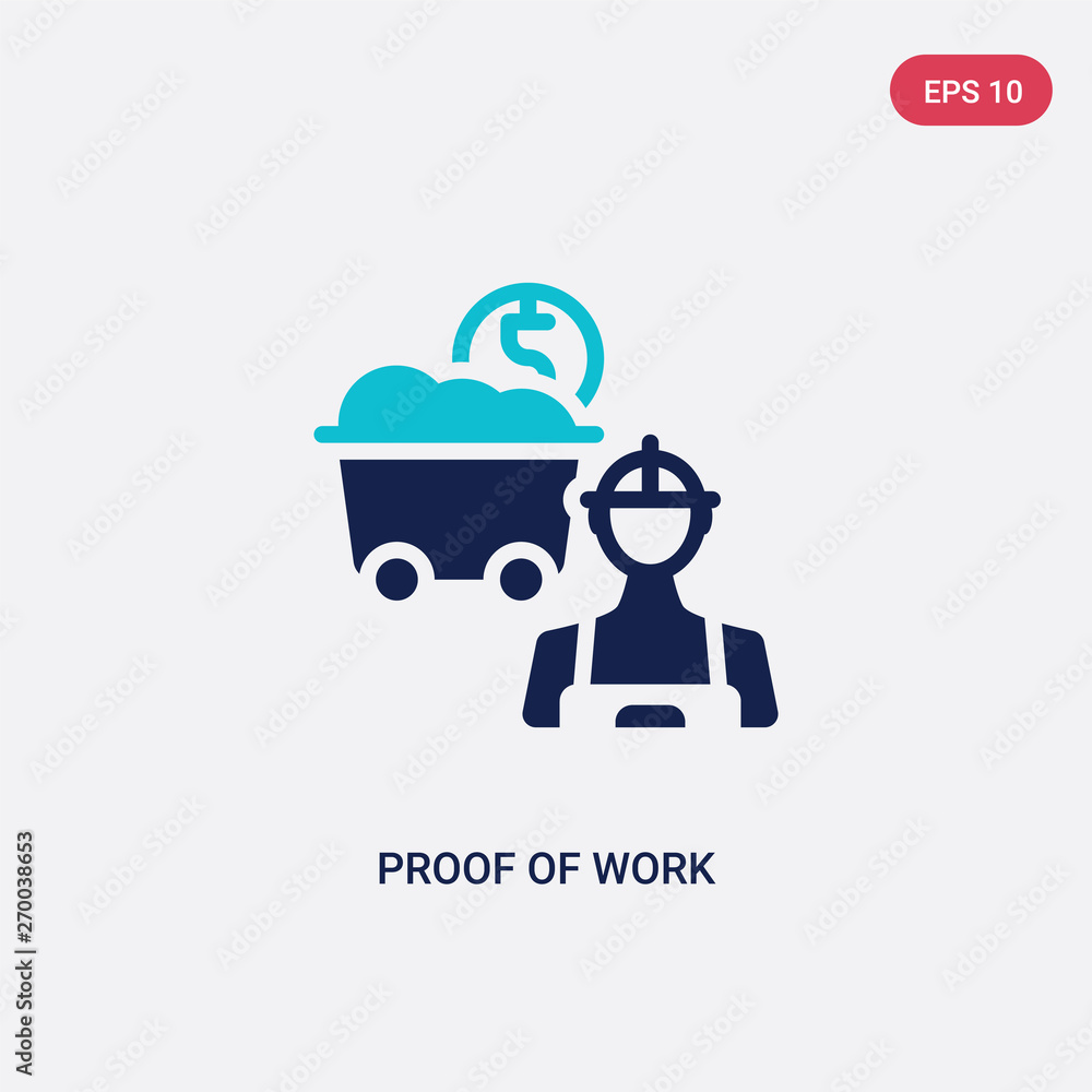 Aufkleber two color proof of work vector icon from business concept. isolated blue proof of work vector sign s