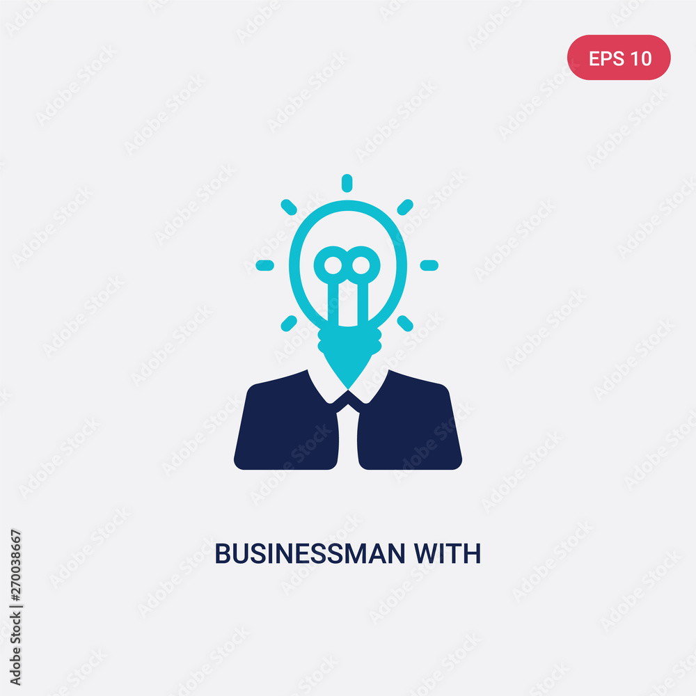 Poster two color businessman with an idea vector icon from business concept. isolated blue businessman with
