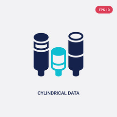 two color cylindrical data graphic vector icon from business concept. isolated blue cylindrical data graphic vector sign symbol can be use for web, mobile and logo. eps 10