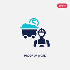 two color proof of work vector icon from business concept. isolated blue proof of work vector sign symbol can be use for web, mobile and logo. eps 10