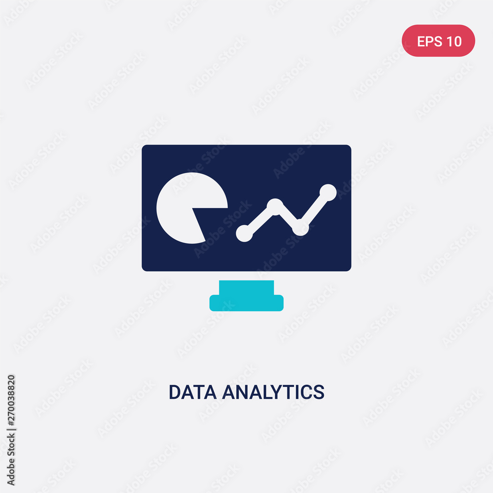 Poster two color data analytics vector icon from business and analytics concept. isolated blue data analyti
