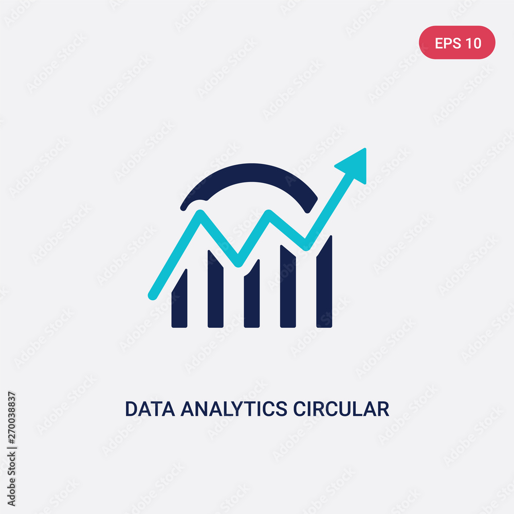 Poster two color data analytics circular vector icon from business and analytics concept. isolated blue dat