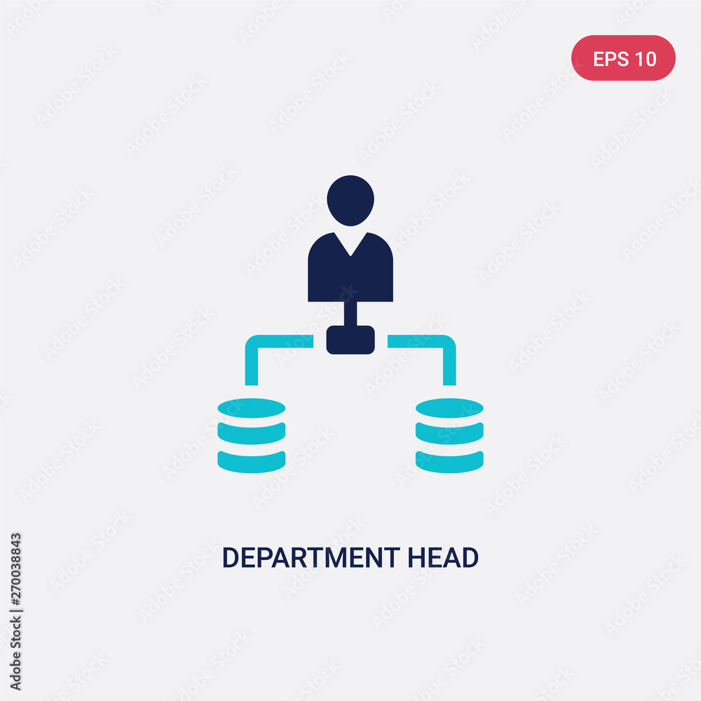 Poster two color department head vector icon from business and analytics concept. isolated blue department 