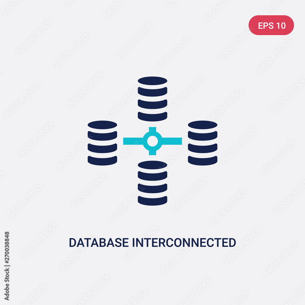 Poster two color database interconnected vector icon from business and analytics concept. isolated blue dat