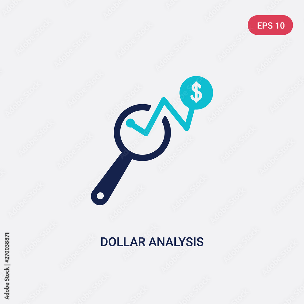Poster two color dollar analysis bars vector icon from business and analytics concept. isolated blue dollar