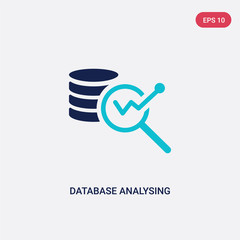 two color database analysing vector icon from business and analytics concept. isolated blue database analysing vector sign symbol can be use for web, mobile and logo. eps 10