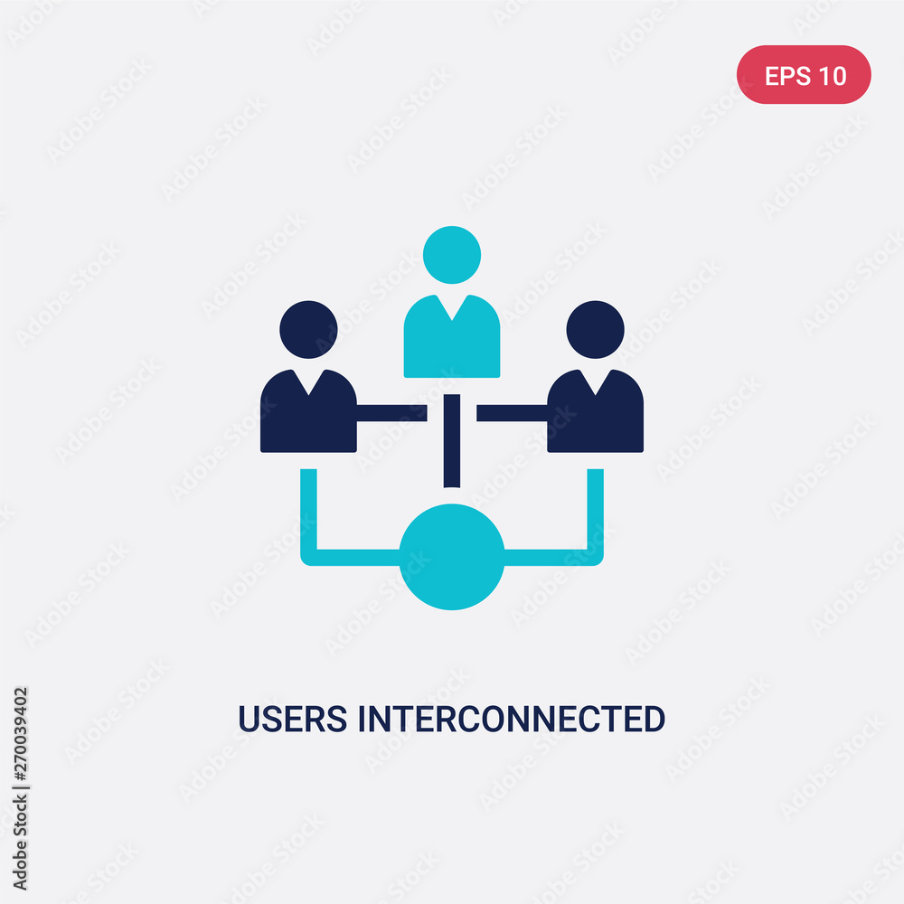 Poster two color users interconnected vector icon from business and analytics concept. isolated blue users 