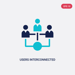 two color users interconnected vector icon from business and analytics concept. isolated blue users interconnected vector sign symbol can be use for web, mobile and logo. eps 10