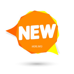 New banner design template, speech bubble promo tag, vector illustration