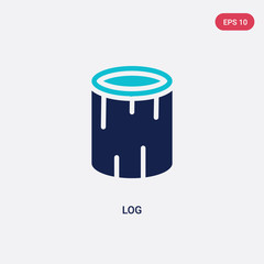 two color log vector icon from camping concept. isolated blue log vector sign symbol can be use for web, mobile and logo. eps 10