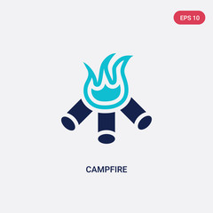 two color campfire vector icon from camping concept. isolated blue campfire vector sign symbol can be use for web, mobile and logo. eps 10