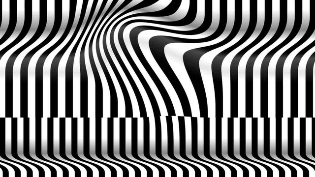 Abstract motion background with parametric striped waves. Modern architectural pattern. Seamless looping animation.
