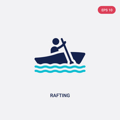 two color rafting vector icon from camping concept. isolated blue rafting vector sign symbol can be use for web, mobile and logo. eps 10