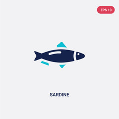 two color sardine vector icon from camping concept. isolated blue sardine vector sign symbol can be use for web, mobile and logo. eps 10