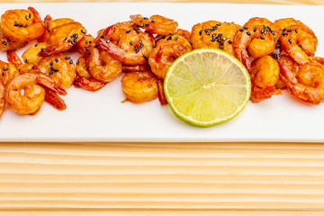 Fresh organic fried shrimp (prawns)