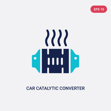 two color car catalytic converter vector icon from car parts concept. isolated blue car catalytic converter vector sign symbol can be use for web, mobile and logo. eps 10